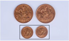 George V -  22ct Gold Half Sovereigns ( 2 ) In Total. Dates 1912. E.F. Condition.