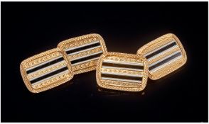 Gents Quality 18ct Gold Pair of Cufflinks with Regency Stripes. Marked 18ct. 11.5 grams. Would