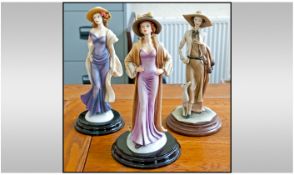 3 Italian Decorative Figures. 'The Leonardo Collection'. Each piece approx 10 1/2 inches in height.