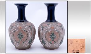 A Fine Pair of Lovatt / Langley Mill Vases. Date 1905. Each Vase Stands 8.25 Inches High. The