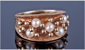 9ct Gold Pearl Set Ring, Ring Size K.