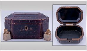 Chinese Lacquered Tea Caddy together with 2 Chinese soapstone seals.