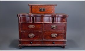 Victorian Mahogany Miniature Chest, almost certainly an apprentice piece of shaped form with 3