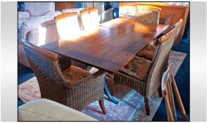 Ducal Furniture. A Conservatory Table and 6 Rattan Chairs. The table of rectangular form with