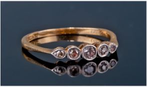 Antique 18ct Gold and Platinum Set 5 Stone Diamond Ring. Marked 18ct Plat.