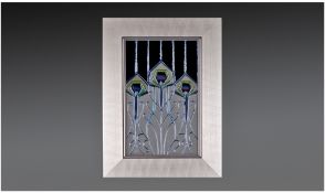 Moorcroft Modern Framed Plaque, Styalised Tulip Design. Date 2012. Plaque 8 x 5 Inches.