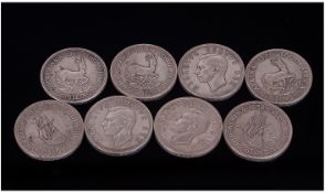 South African Good Collection Of George VI Silver Crowns, 8 in total. Dates 1948-1947, 1952 (3)