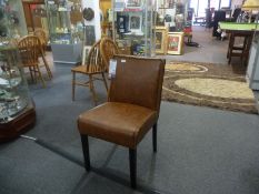 Contemporary Tan Brown Leatherette Dining Chair.