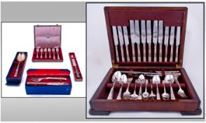 Community Silver Plated Hampton Court Design 69 Piece Cutlery Set. Boxed. Circa 1950's. Together