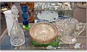 Collection Of Assorted Glass Ware. 7 in total. Comprising bowl, trays, jug, vases, etc. Good