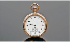 Elgin - U.S.A Gold Composition / Plated Open Faced Pocket Watch. Guaranteed to Wear - 10 Years. c.