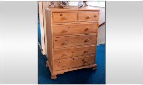 Modern Pine Chest of Drawers, Two Short over 4 long drawers. Of typical style. 41inches high, 17