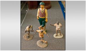 Collection Of Four Sporting Figures. Comprising of golfer, football player, rugby player and darts