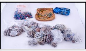 Box Of Mostly Low Value Nickel Coins, Some Copper And Silver, Together With A Ladies Tapestry