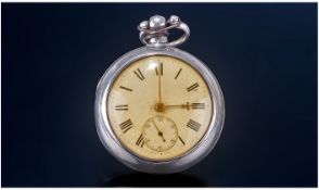 Victorian Silver Pair Cased - Verge Open Faced Pocket Watch. Marked To Backplate Kincardine O'neil