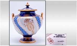 James Macintyre Fine Two Handled - Aurelian Lidded Vase. Made Specially for J. Lehmann's Art Ceramic