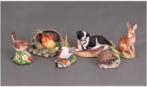 Collection of Six Border Fine Art Figures, Comprises 'Laying Away', 'Prickly Encounter', '