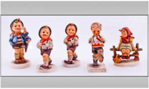 Five Goebel Figures of Terylean Austrian Children. Various heights.