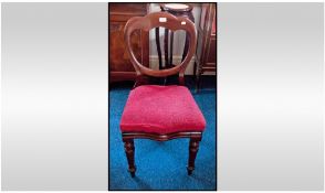 Victorian Mahogany Balloon Back Dining Chair with turned front legs and drop in horse hair seat.