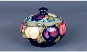 William Moorcroft - Onion Shaped Lidded Pot ' Wisteria ' Plums Design. c.1930's. Height 3.25 Inches,