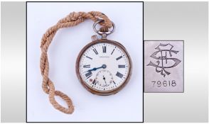 Longines Italian Railway Pocketwatch, White Enamelled Dial(Damaged At 7 O'clock) With Roman Numerals