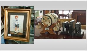 Collection Of Miscellaneous Items. Comprising pair of miniature ebony elephant figures, "naughty