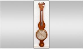 A Late Georgian Mercury Banjo Barometer by J Stefanoni, London with Sheraton style shell inlay and