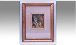 George Sidney Hunt Early Twentieth Century Framed and Glazed Coloured Print. Signed in pencil