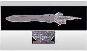 A Dutch Silver Bookmark Featuring a Realistic Impression of The Niewe Kerk In Delft. This Historical