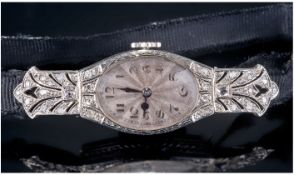 Rolex Ladies 18ct White Gold Diamond Wristwatch, Oval Dial With Arabic Numerals, Manual Wind, 18ct