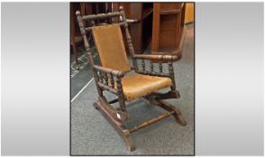 Children's Victorian Rocking Chair, on wood base. A/F condition. Height 24, depth 23, width 16