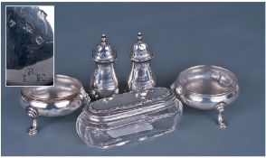 A Small Collection of Silver Items. Comprising a Pair of George III Silver Salts. Hallmark London