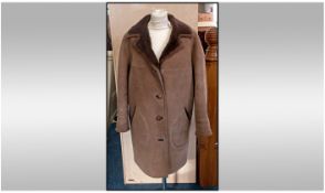 Ladies Brown Sheepskin Single Breasted Coat. Size 16. Labelled as Baileys of Glastonbury.