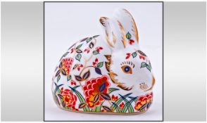 Royal Crown Derby Limited Edition Paperweight 'Meadow Rabbit'. Date 1999. Gold stopper. Boxed. First