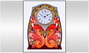 Moorcroft Modern / Trial Squirrels Design Shaped Table Clock. Trial 14.8.12 to Base. Mint Condition.
