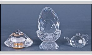 Collection Of Crystal Items. Comprising; 1, Kensington Crystal egg cup and egg, with box. 2,