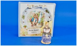 Beatrix Potter 1. Wedgwood Birthday Plate, 2. John Beswick Figure, This Little Pig, Original boxes.