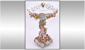 Dresden / Meissen Late 19th Century Porcelain Ornate Pedestal Bowl Centrepiece - With Encrusted