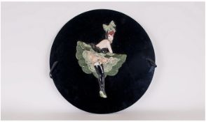 Circular Wall Hanging Plaque with 3D image of a Can Can Dancer to centre, 18 inches in diameter.