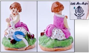 Royal Worcester Early Figure ' Little Miss Muffet ' R.W.3301. Modeler Freda Doughty. Issued 1952.