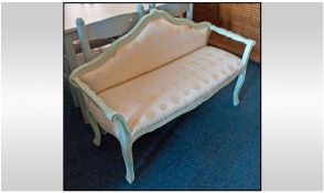 Small Upholstered Chaise Longue/Hall Chair. In the French style with painted frame, upholstered seat