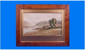 Malcolm Crouse (Exh 1907) Lived Sale, Cheshire Watercolour, a Lake Scene, entitled on face "Loch