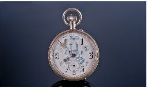 A Vintage Large Silver Plated Masonic Open Faced Pocket Watch. Excellent Condition and Working