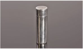 A Silver Cylindrical Lipstick Holder with pull off lid. Hallmarked for Birmingham 1917 by C and Co.