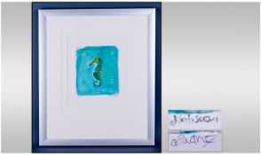 Kati Saqui 1971 - and Patric 1968 - Pencil signed painting. Mixed media, title "Turquoise