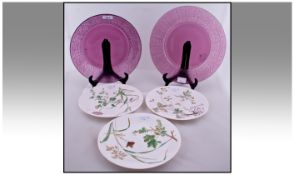 Three Minton Cabinet Plates, Hand Painted Depicting Floral Decoration, Diameter 9Â½ Inches, Together