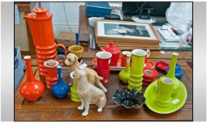 Collection of Brightly Coloured Carlton Ware Ceramics including Carlton Ware Retro Bright Orange