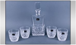 Royal Doulton Crystal Glass Decanter Set With Four Matching Glasses. In original box. Never used