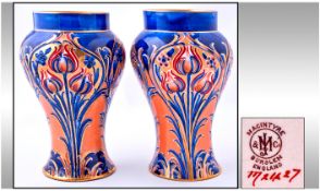 James Macintyre Art Nouveau Fine and Rare Pair of Vases designed and produced by William