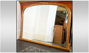 Large Over Mantle Gilt Framed Mirror. 50 by 37 inches.